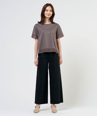 J.PRESS LADIES S 【シーンレスに活躍】コットンスムース シアーデザイン カットソー モカ系