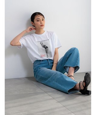 Te chichi マリリンモンローモノクロフォトTシャツ オフホワイト