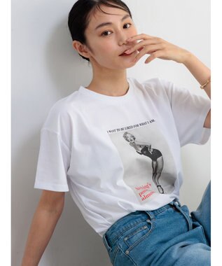 Te chichi マリリンモンローモノクロフォトTシャツ オフホワイト