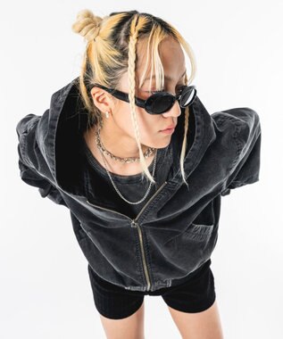 WEGO 【ユニセックス着用ITEM】リップストップフードブルゾン ブラックその他