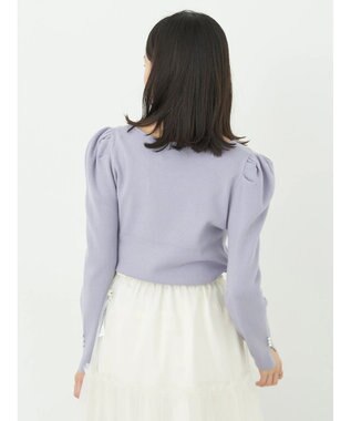 earth music&ecology ハートネック袖パールニットプルオーバー Lavender