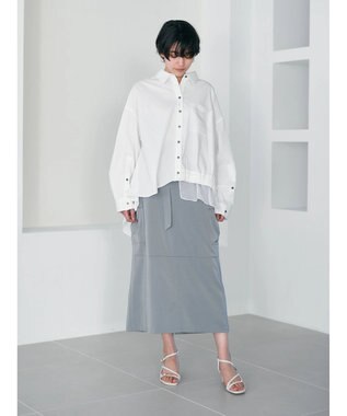 YECCA VECCA シアーMIXアシメシャツ Off White