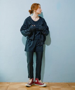 San-ai Resort（三愛水着楽園） WEB限定商品ショートラッシュパーカー付きリブタンキニ水着+レギンス付き5点セット【Beach Queen（ビーチクイーン）】 ブラック