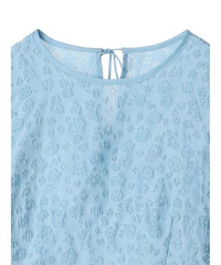 Green Parks パフスリーブジャガードペプラムブラウス Sax