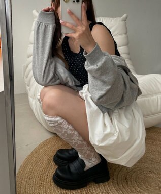 WEGO 【カップ付きインナー】ドット柄レースlカップインタンク ブラック