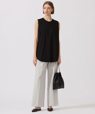 ICB L 【接触冷感・洗える】コンパクトスムース ノースリーブTシャツ ブラック系