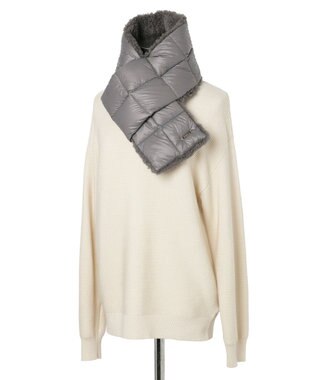 MOONBAT FURLA 【リバーシブル】フェイクファー×ダウンマフラー ボア ダークグレー