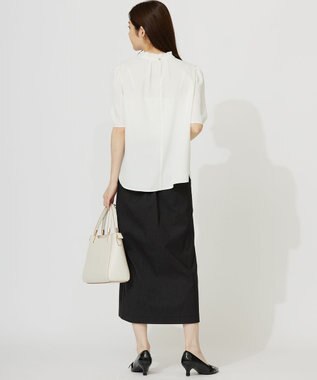 ANY SIS S 【洗える】フリルネックスタンド ブラウス オフ