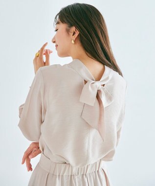 組曲 【セットアップ対応・前後着用可】ニュアンスシフォン ブラウス ベージュ系