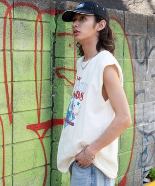 WEGO 【ユニセックス着用ITEM/MLサイズ展開】ヴィンテージライクグラフィックノースリーブ 柄10