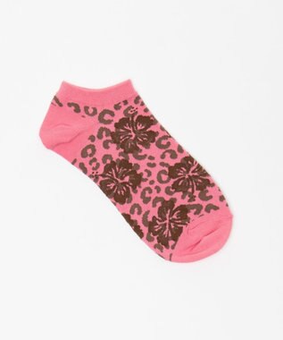 WEGO ハイビスカス柄ショートソックス ピンク