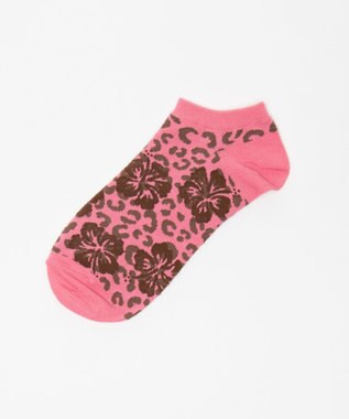 WEGO ハイビスカス柄ショートソックス ピンク