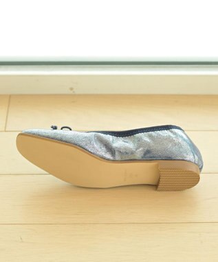 nouvelleRobe Oū 【本革・高反発】Square スクエアトゥ ネイビーメタリックバレエシューズ ネイビーメタリック