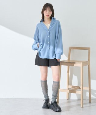 earth music&ecology シアーシャツ Blue