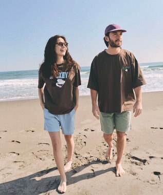 OP／FILA 【Ocean Pacific】ミッキー/水陸両用オーバーサイズTシャツ/レディース ブラウン