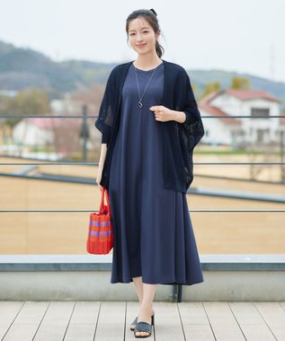 Tiaclasse 【新色追加】メッシュ編みニットドルマンカーディガン ネイビー