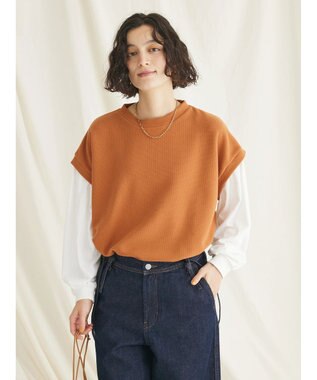 CRAFT STANDARD BOUTIQUE 起毛ワッフルレイヤード風プルオーバー Orange