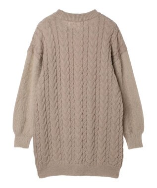 earth music&ecology 袖ファーケーブルミニワンピース Gray Beige