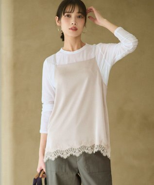  サテンレースキャミソール