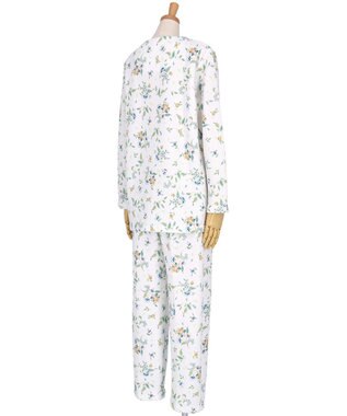 WACOAL ワコール_リラックス＆スリープ パジャマ キルトニット素材(本体) あったか 長袖 長ズボン ミントン レディース NDW458 /ワコール ホワイト