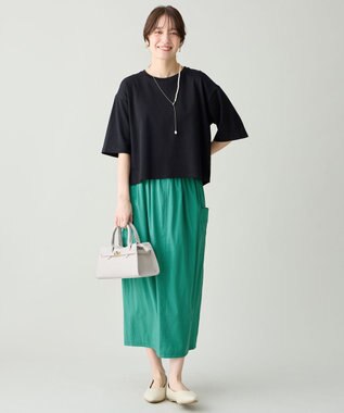 ANY 【Sサイズあり】オーガニックコットンスムース5分袖Tシャツ ブラック