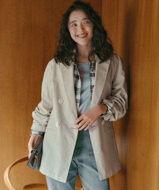 スラブツイルストレッチ オーバーサイズ ダブルジャケット