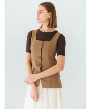 YECCA VECCA リネンライクビスチェベスト Dark Beige