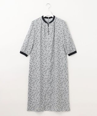 J.PRESS LADIES 【洗える】 スパンローンフラワー バンドカラー ワンピース サックスブルー系5