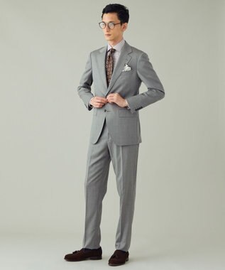 GOTAIRIKU 【御幸毛織】ニュージーランドメリノSuper120'sツイル スーツ グレー系1