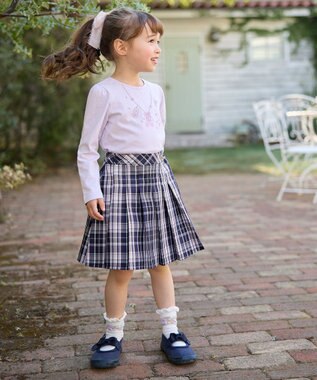 ANY KIDS プリーツ スカパン ネイビー×チェック