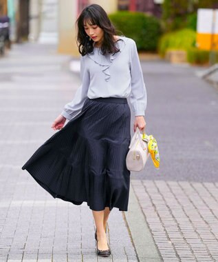 ANY SIS プリーツ切替 スカート ネイビー