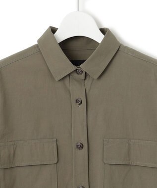 23区 S 【洗える】ミリタリーコットンギャバ シャツ カーキ系