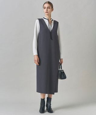 ICB  ウールライクストレッチ ジャンパースカート ブルーグレー系