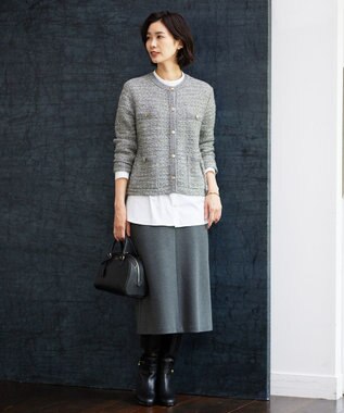 J.PRESS LADIES 【洗える】デュアルウォームポンチ スカート グレー系