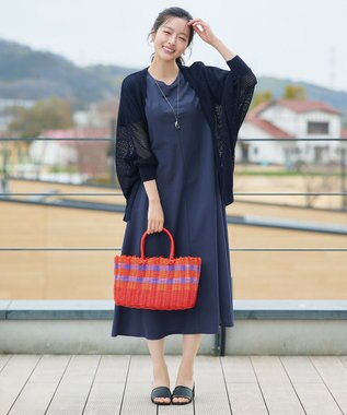 Tiaclasse 【新色追加】メッシュ編みニットドルマンカーディガン ネイビー