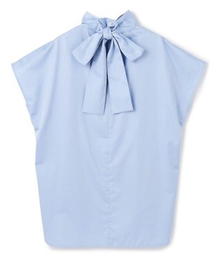 uncrave ブロードクロス ボウタイブラウス サックス