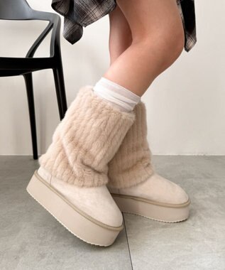 WEGO 【暖かい】2wayムートンタッチブーツ ライトベージュ