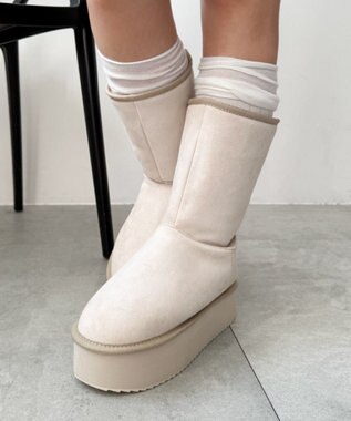 WEGO 【暖かい】2wayムートンタッチブーツ ライトベージュ