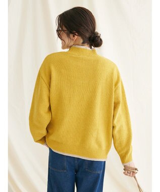 CRAFT STANDARD BOUTIQUE 洗えるモールニット配色プルオーバー Mustard