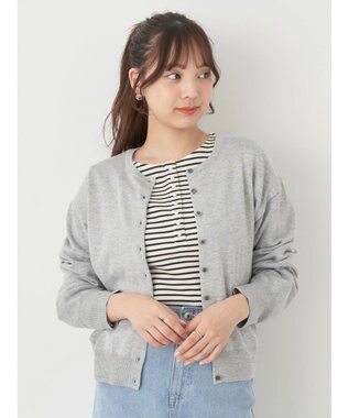 earth music&ecology ＵＶカット加工　ベーシックカーディガン Light Gray