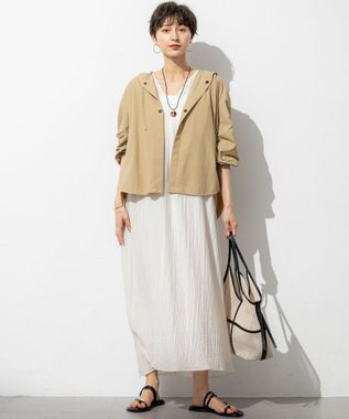 23区 【SLOW/一部店舗限定】UVカット/撥水/接触冷感 ナイロンタスランタフタ ライトブルゾン ベージュ系