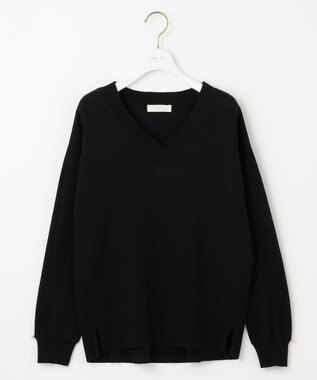 ANY SIS 【ウールブレンドシリーズ】フロント切替Vネック ニット ブラック