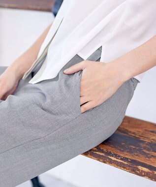 Tiaclasse 【新色追加・洗える】ストレートワイドパンツ チャコールグレー