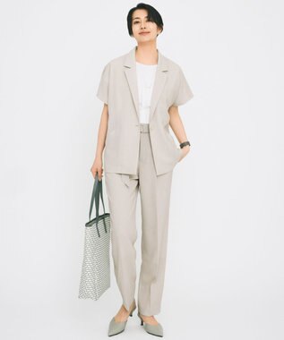 自由区 【カタログ掲載・セットアップ対応・接触冷感・UVカット・洗える】ライトリネンライクショートスリーブ ジャケット サンドベージュ