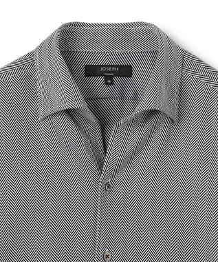 JOSEPH HOMME 【洗える】ツイルへリンボンクレイジー　ドレスシャツ ブラック系1