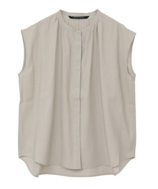 YECCA VECCA 【接触冷感】COOLバックピンタックブラウス Gray Beige