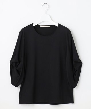 自由区 ナノシアースムース 袖デザイン カットソー ブラック系