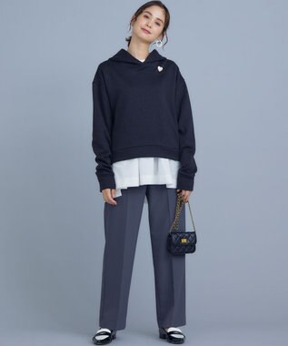 組曲 S 【WEB限定】ベーシックダブルクロス ワイドストレートパンツ チャコールグレー系