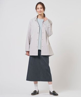 J.PRESS LADIES L 【2way】ドライツイルストレッチ フーデット アウター ライトグレー系