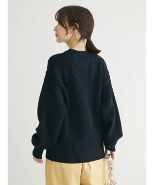 Green Parks 洗える　アゼ編みニットプルオーバー Dark Navy